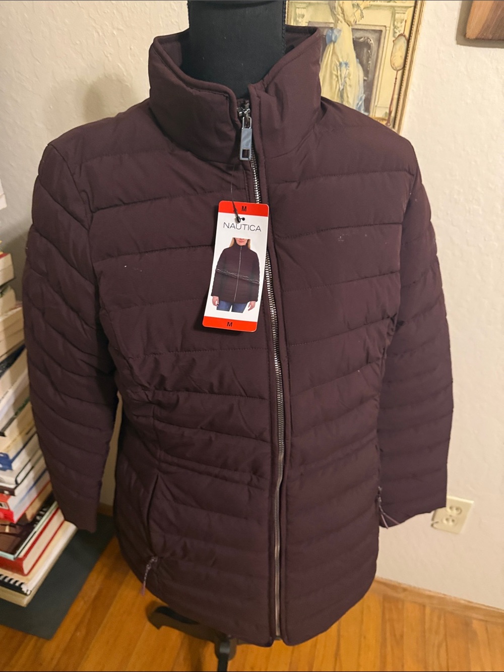 Women’s Nautica Quilted Puffer Jacket - Dark Burgundy Medium NWT